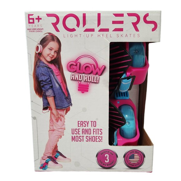 Madd Gear ROLLERS Pink Black Teal Light-Up Heel Adjustable Skates Glow and Roll - Picture 1 of 4